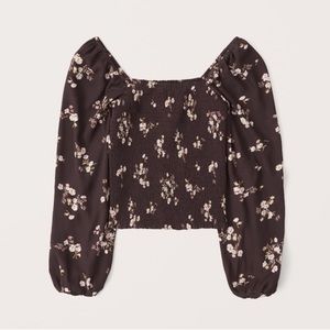 Abercrombie and Fitch Long-Sleeve Smocked Puff Sleeve Top